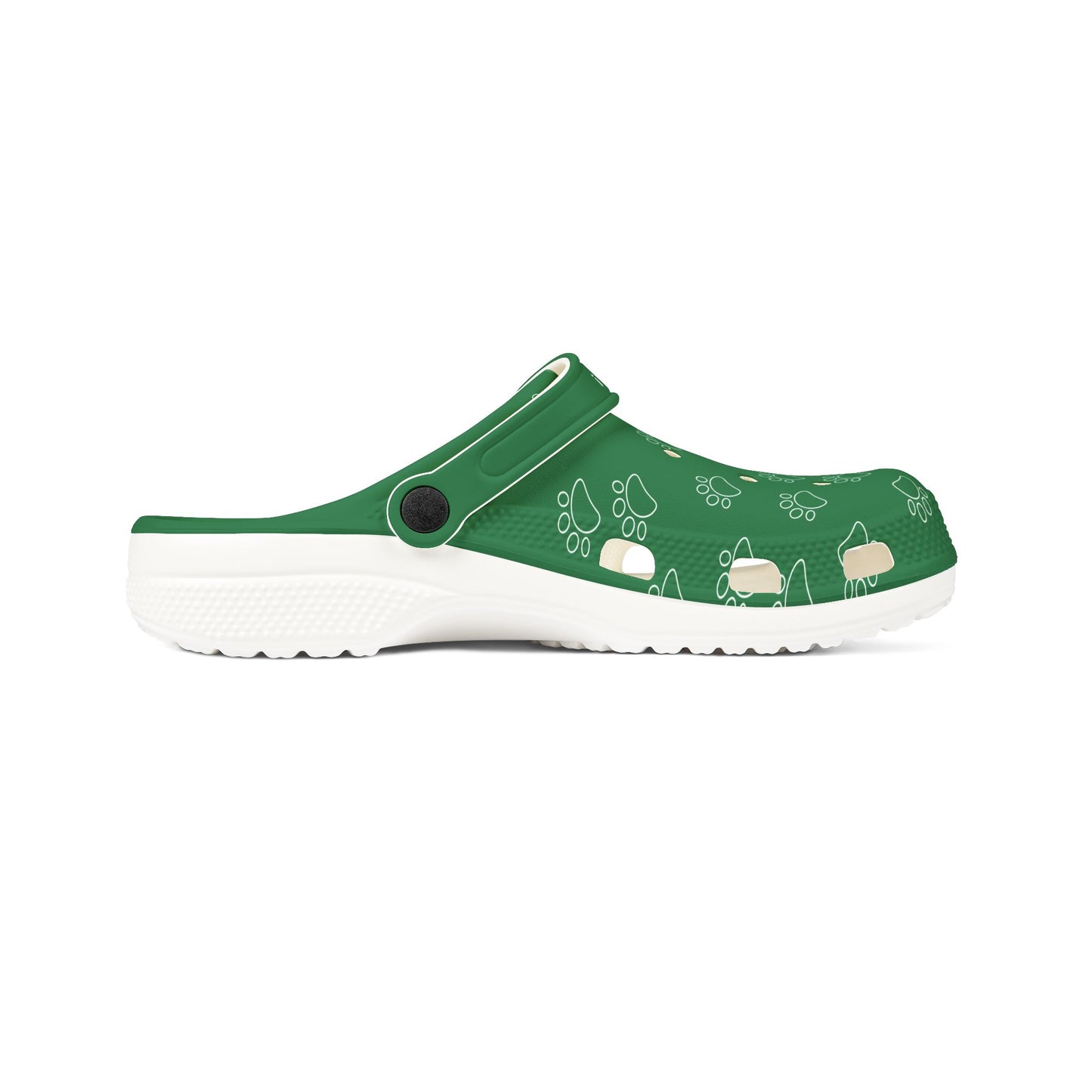 Green Dog Paw Print Rubber Clogs For Men