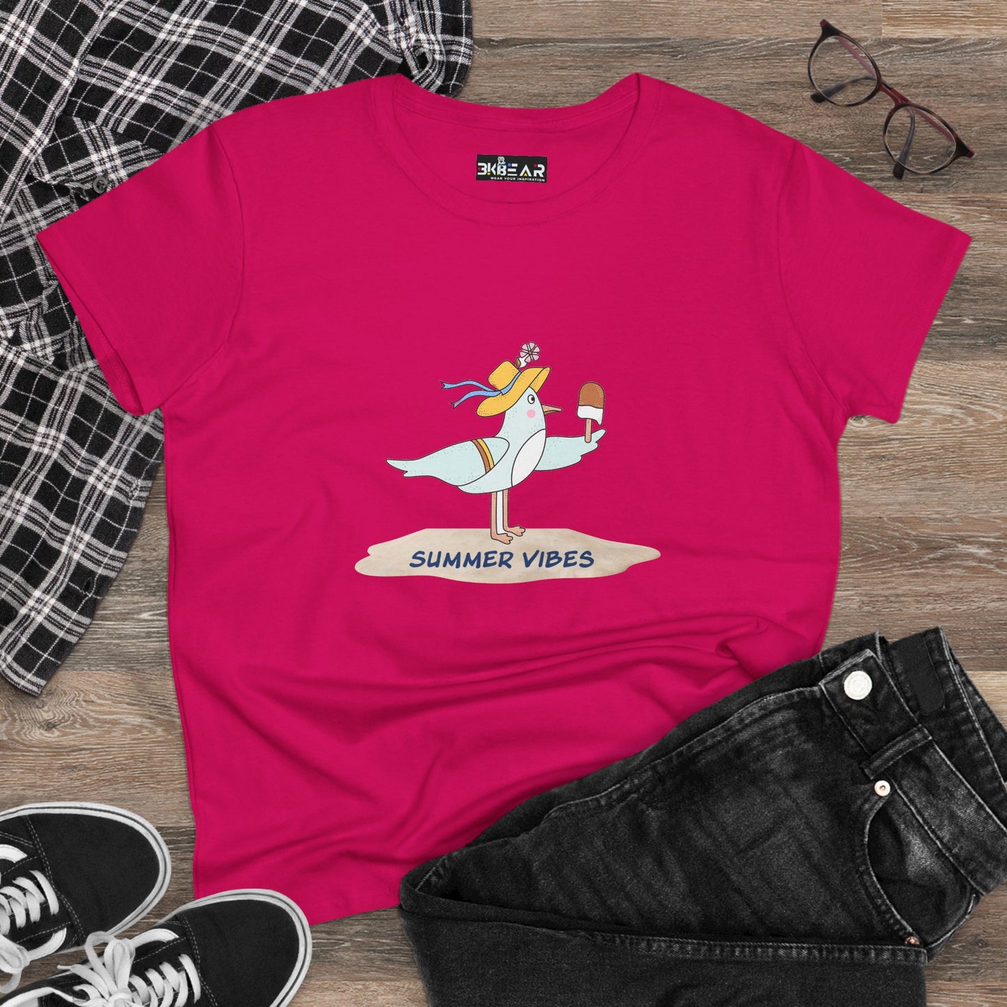 Regal Seagull Summer Vibes. Women's Midweight Cotton Tee