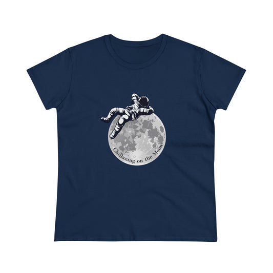 Chillaxing on The Moon. Women's Midweight Cotton Tee