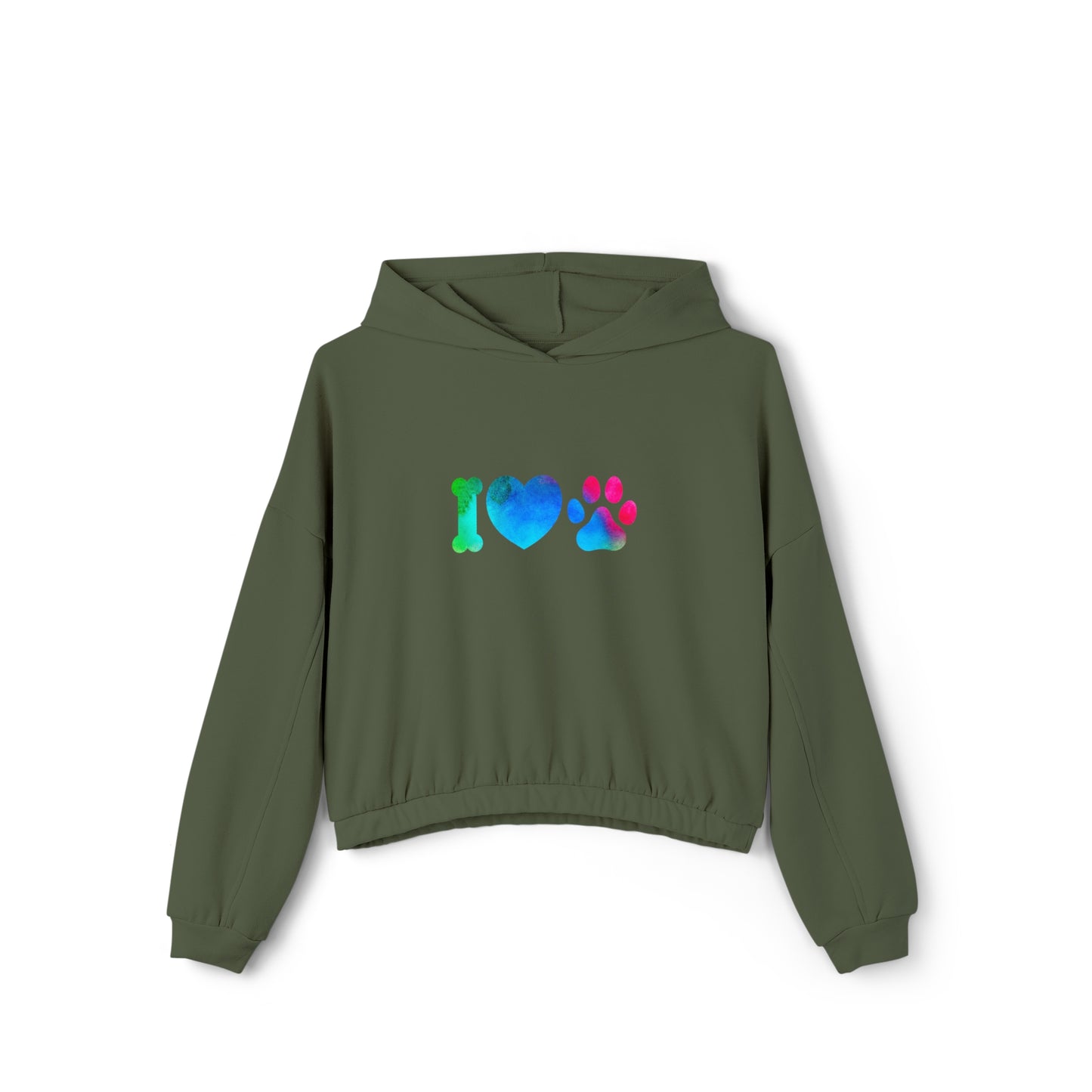 I Heart Paws. Women's Cinched Bottom Hoodie