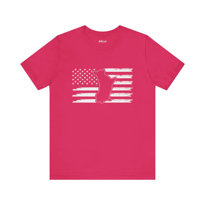 Charlie The American Flag Dog.  Unisex Jersey Short Sleeve Tee