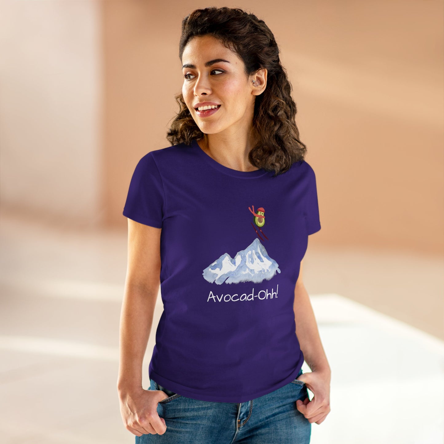 “Avocad‑Ohh” Women’s Avocado Graphic Tee – Midweight Cotton Shirt
