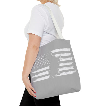 Charlie The American Flag Dog. Gray Tote Bag