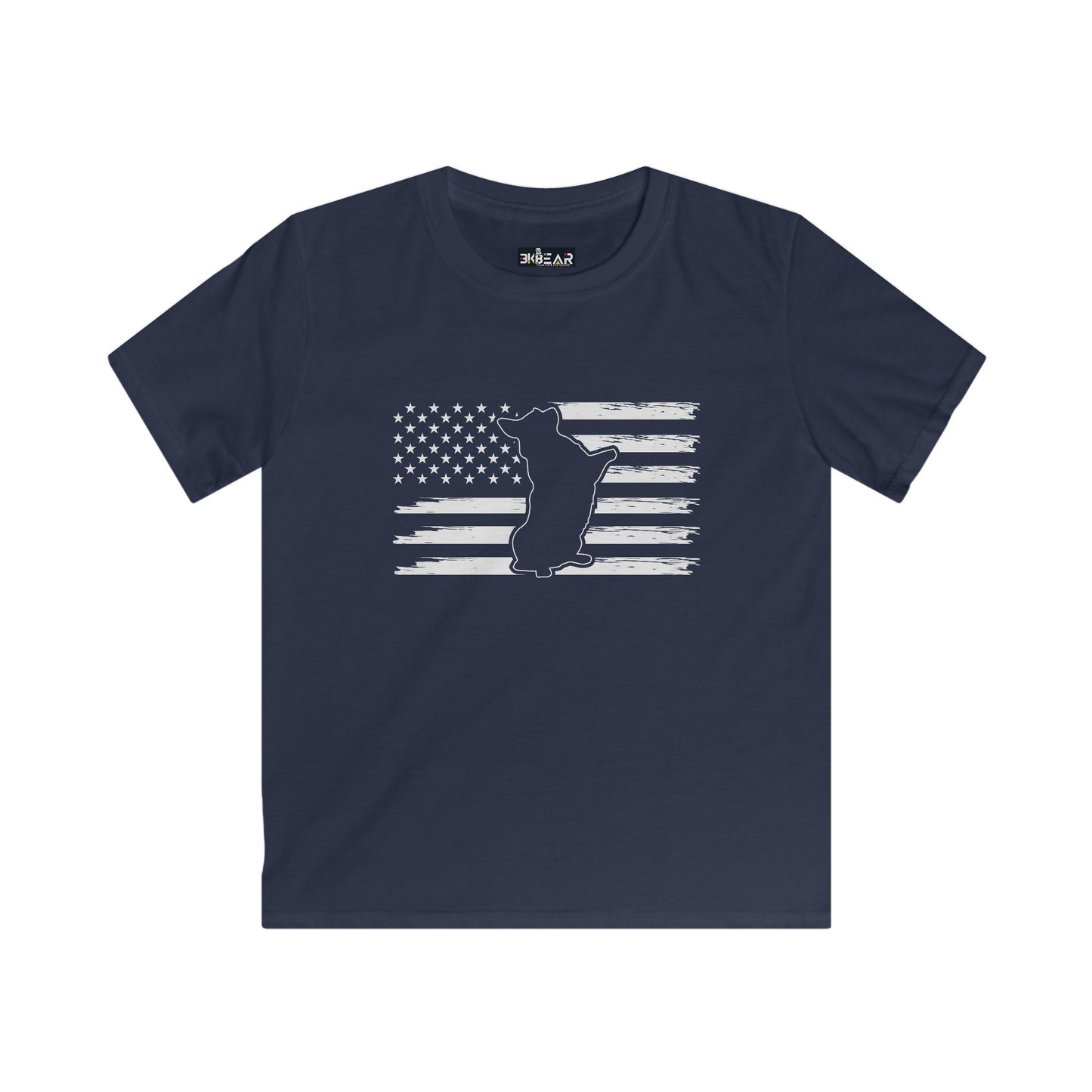Charlie The American Flag Dog. Kids Softstyle Tee