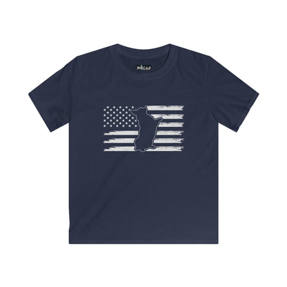 Charlie The American Flag Dog. Kids Softstyle Tee