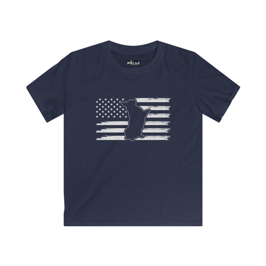 Charlie The American Flag Dog. Kids Softstyle Tee