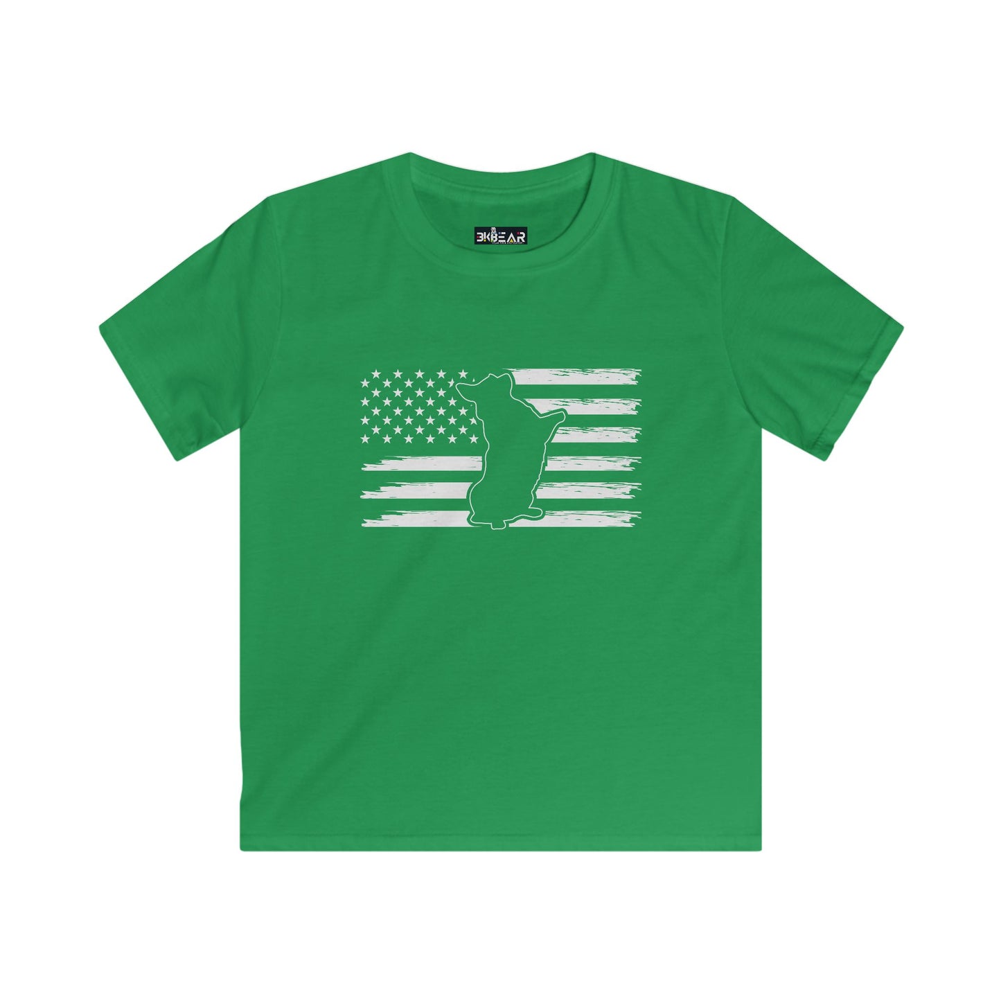 Charlie The American Flag Dog. Kids Softstyle Tee