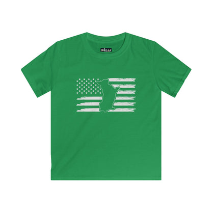 Charlie The American Flag Dog. Kids Softstyle Tee