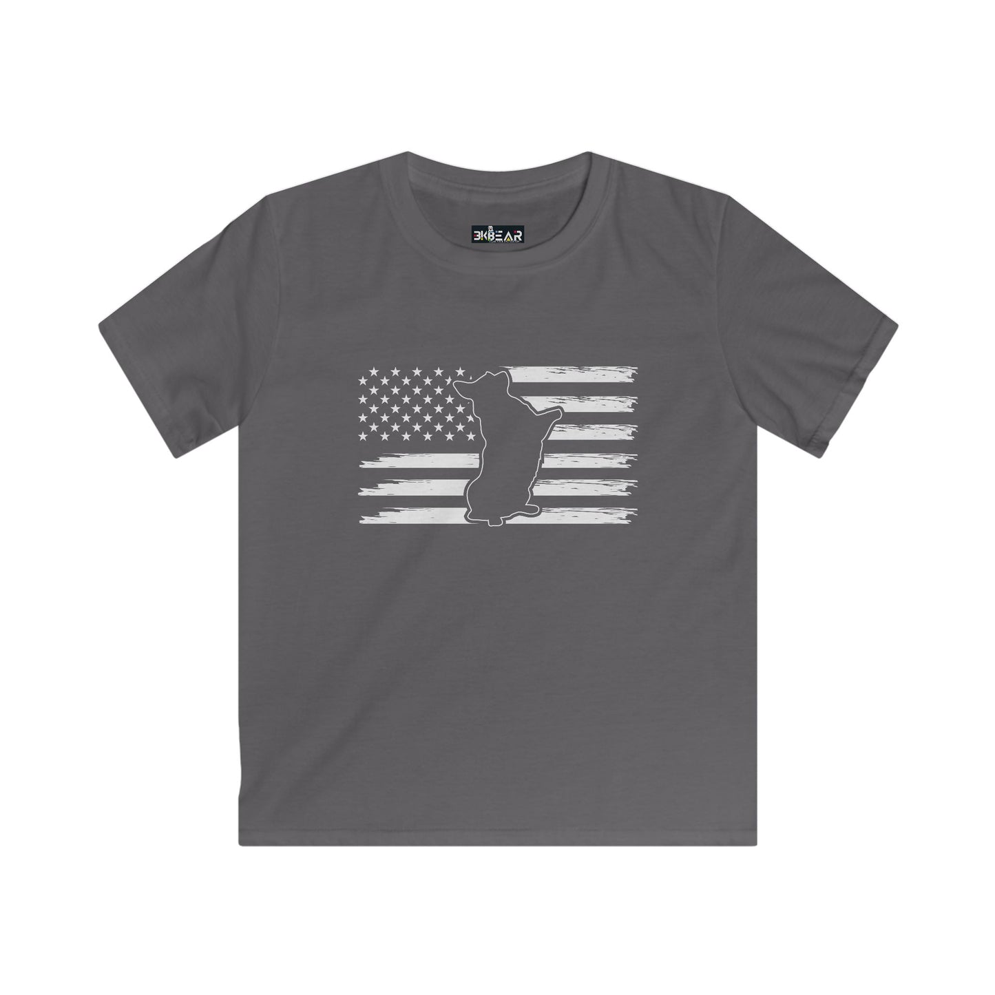 Charlie The American Flag Dog. Kids Softstyle Tee