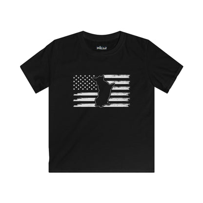 Charlie The American Flag Dog. Kids Softstyle Tee