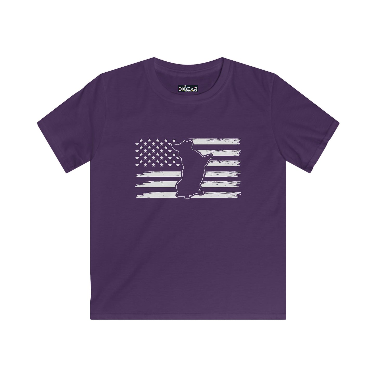 Charlie The American Flag Dog. Kids Softstyle Tee