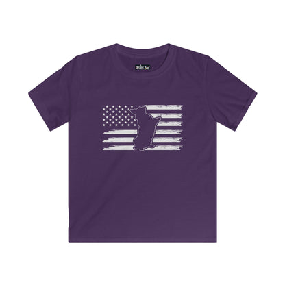 Charlie The American Flag Dog. Kids Softstyle Tee