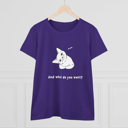 Vexing Cat Wondering What You Want. Women's Midweight Cotton Tee