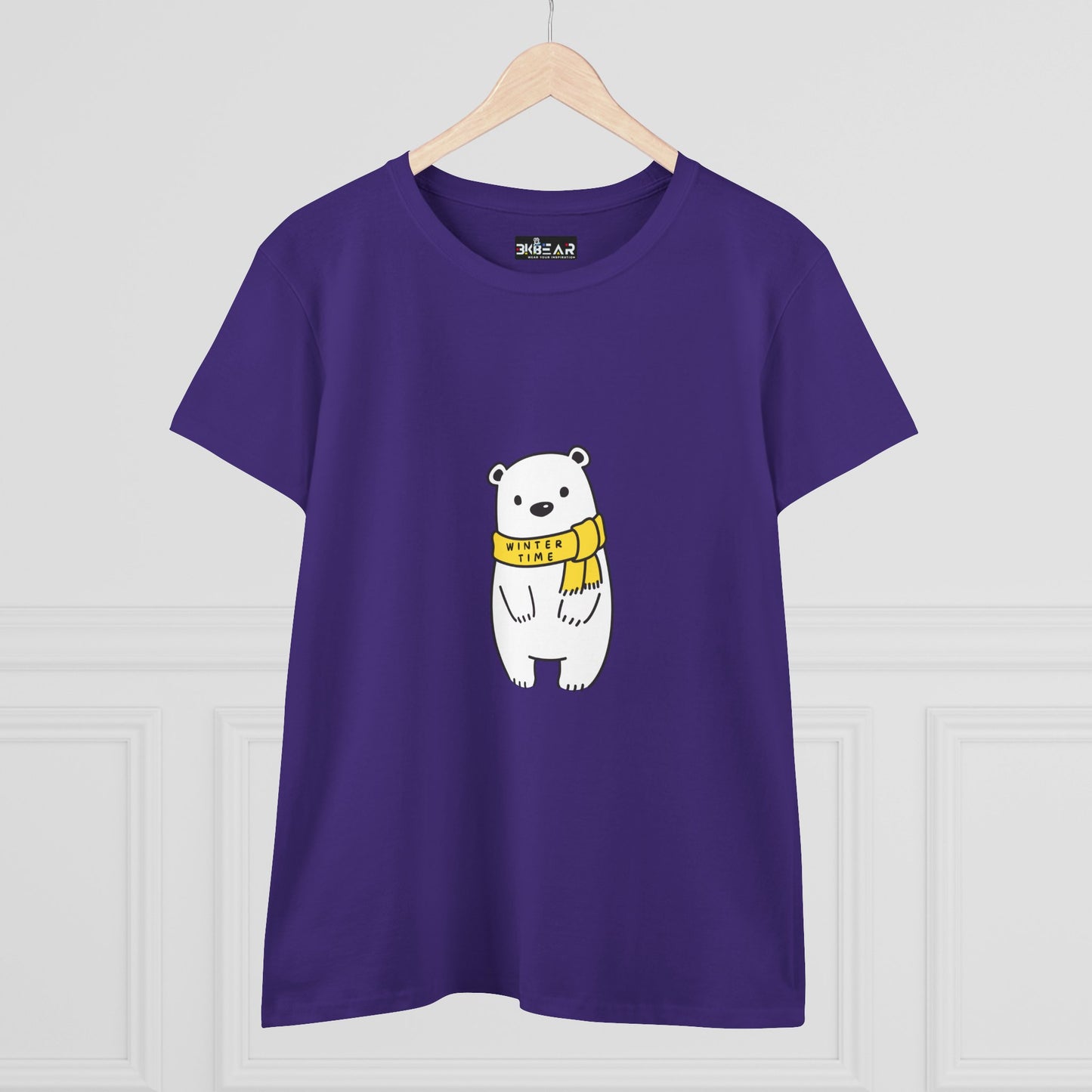 Winter Time BK Bear. .  Women's Midweight Cotton Tee
