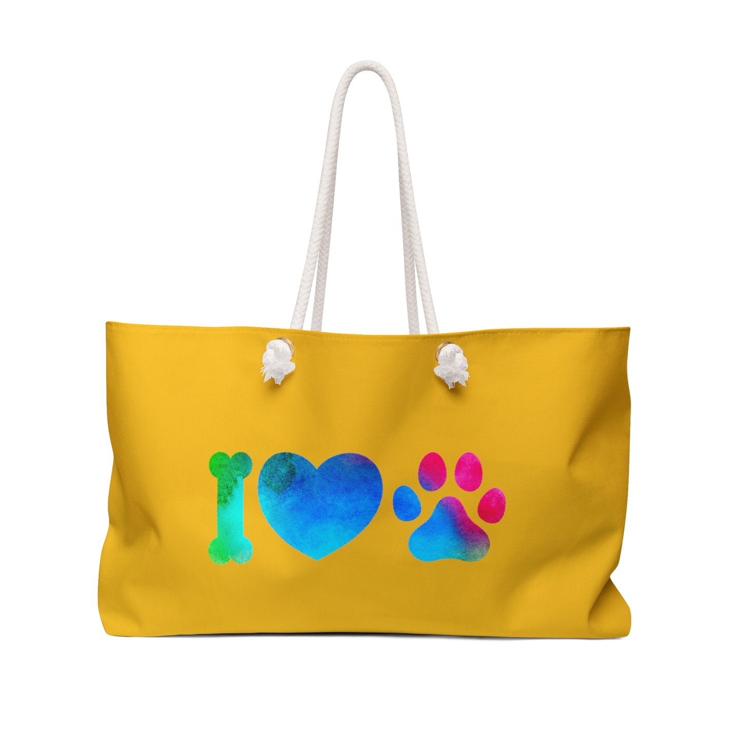 I Heart Paws. Mustard. Weekender Bag