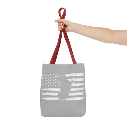 Charlie The American Flag Dog. Gray Tote Bag