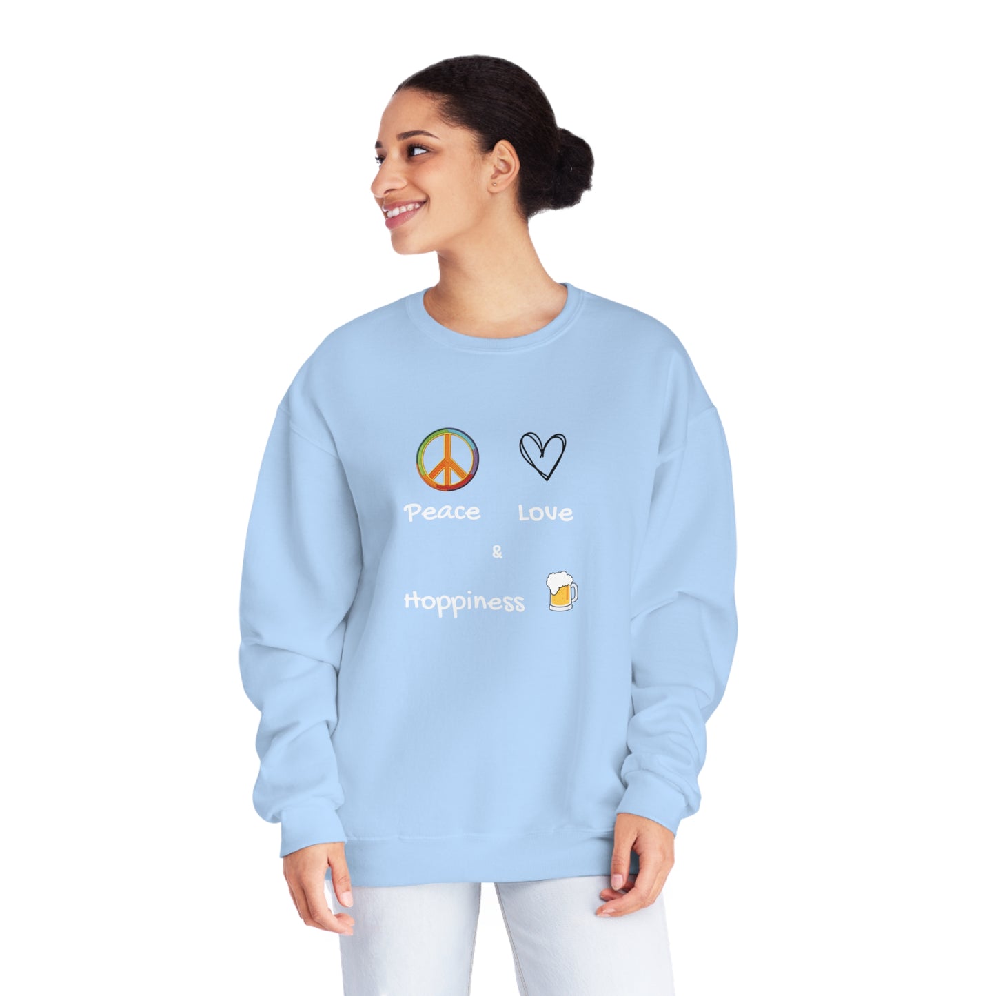 Peace, Love and Hoppiness. Unisex NuBlend® Crewneck Sweatshirt