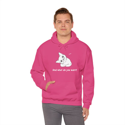 Vexing Cat Wondering What You Want.  Unisex Hooded Sweatshirt.