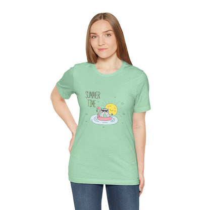 Jingles The Summertime Cat.  Women's Unisex Jersey Short Sleeve Tee