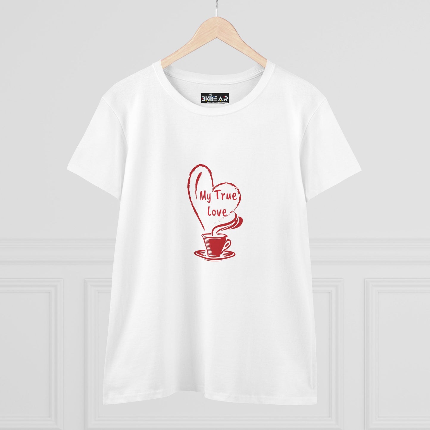 I Heart Coffee. Red. Women's Midweight Cotton Tee