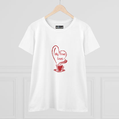 I Heart Coffee. Red. Women's Midweight Cotton Tee