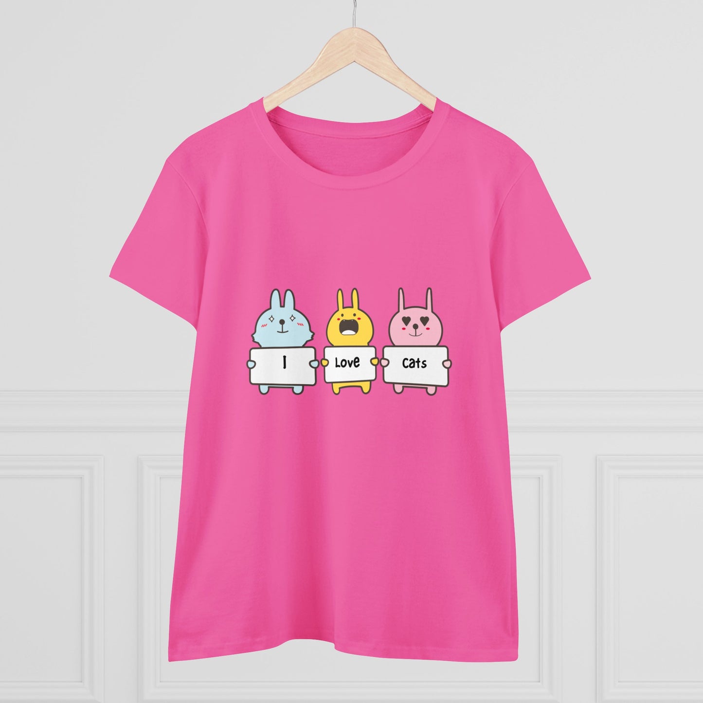 I Love Cats. Women's Midweight Cotton Tee