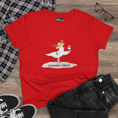 Regal Seagull Summer Vibes. Women's Midweight Cotton Tee