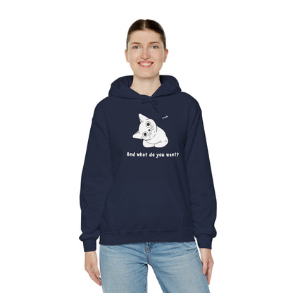 Vexing Cat Wondering What You Want.  Unisex Hooded Sweatshirt.