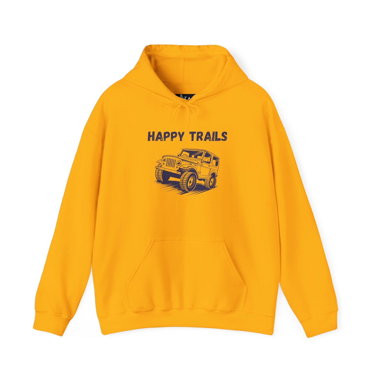 Happy Trails Unisex Hooded Sweatshirt, Cozy Outdoor Hoodie, Perfect Gift for Adventurers, Casual Wear, Great for Road Trips