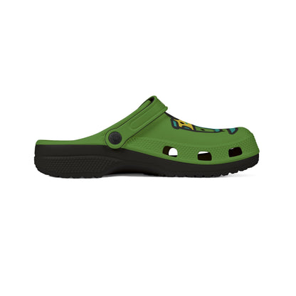 Summer Vibing Van Lite Green Rubber Clogs For Men