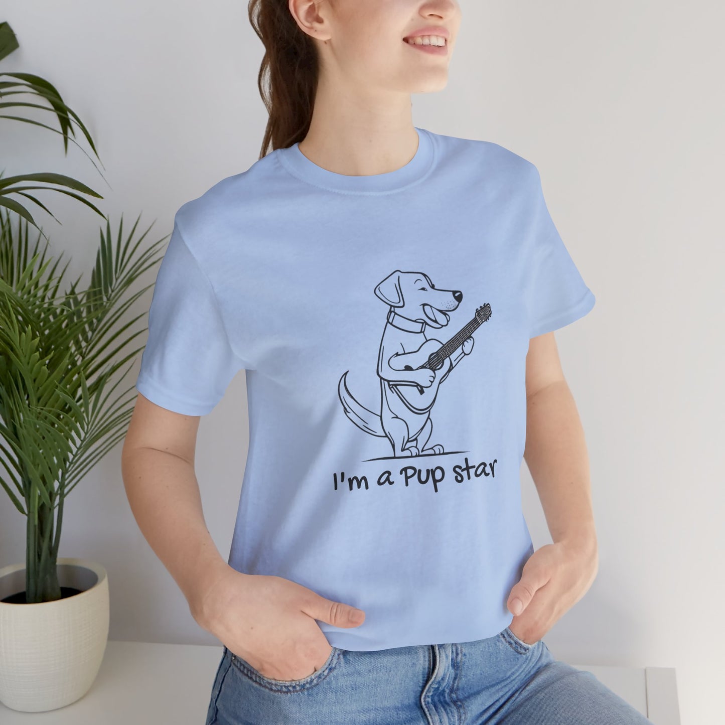 Dog With a Guitar. I'm a Pup Star. Unisex Jersey Short Sleeve Tee