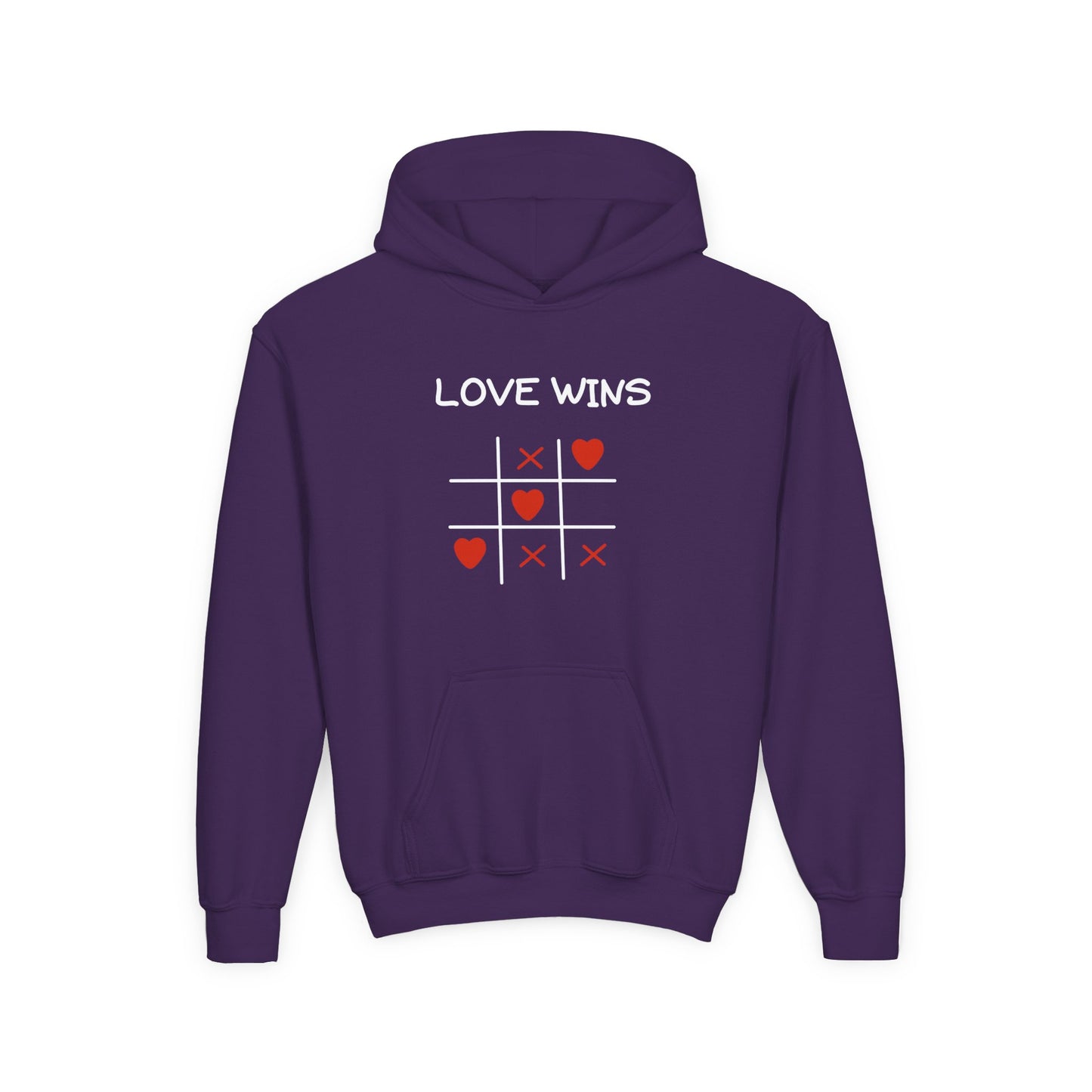 Love Wins Retro Tic Tac Dough Design - Kids Hooded Sweatshirt
