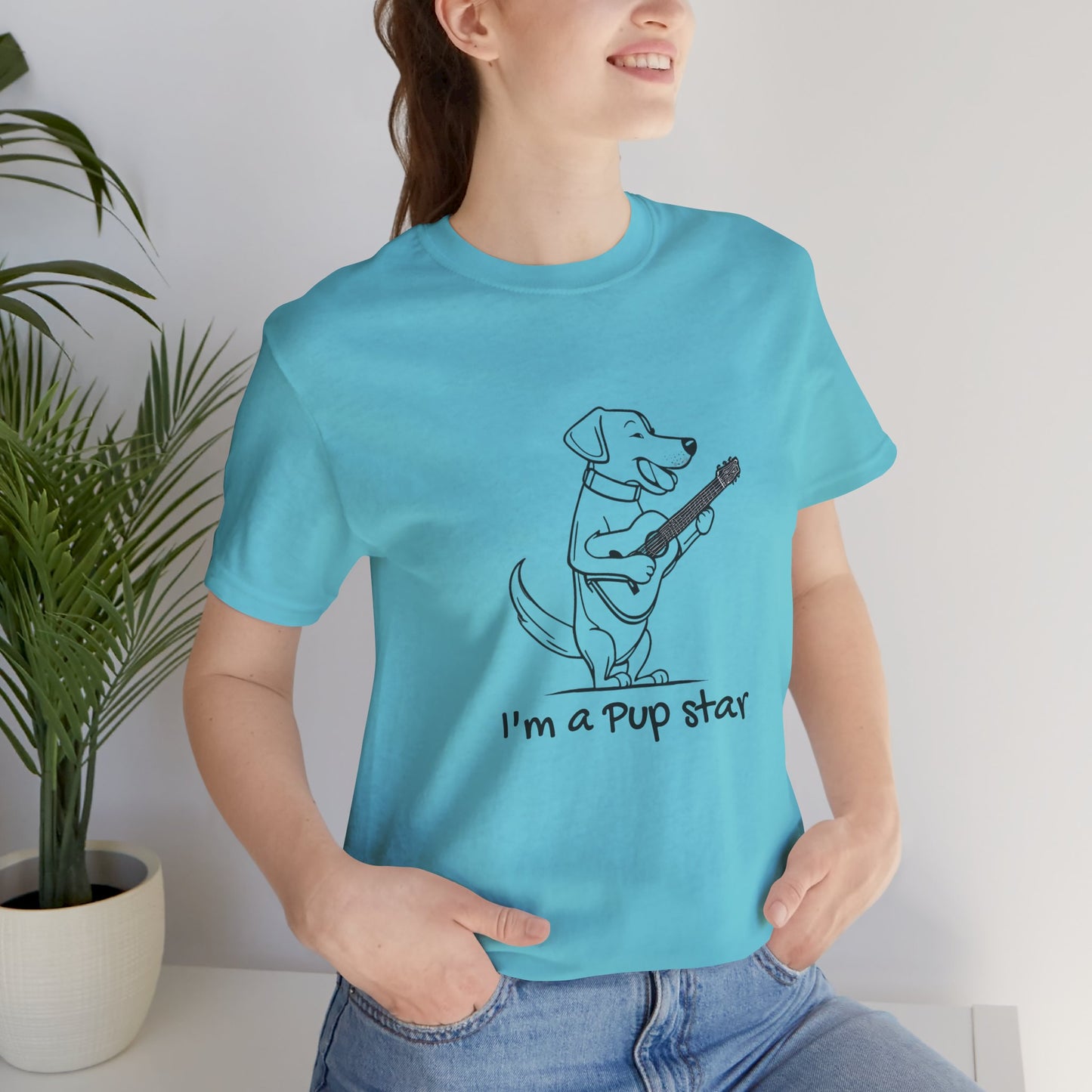 Dog With a Guitar. I'm a Pup Star. Unisex Jersey Short Sleeve Tee