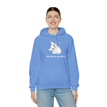 Vexing Cat Wondering What You Want.  Unisex Hooded Sweatshirt.