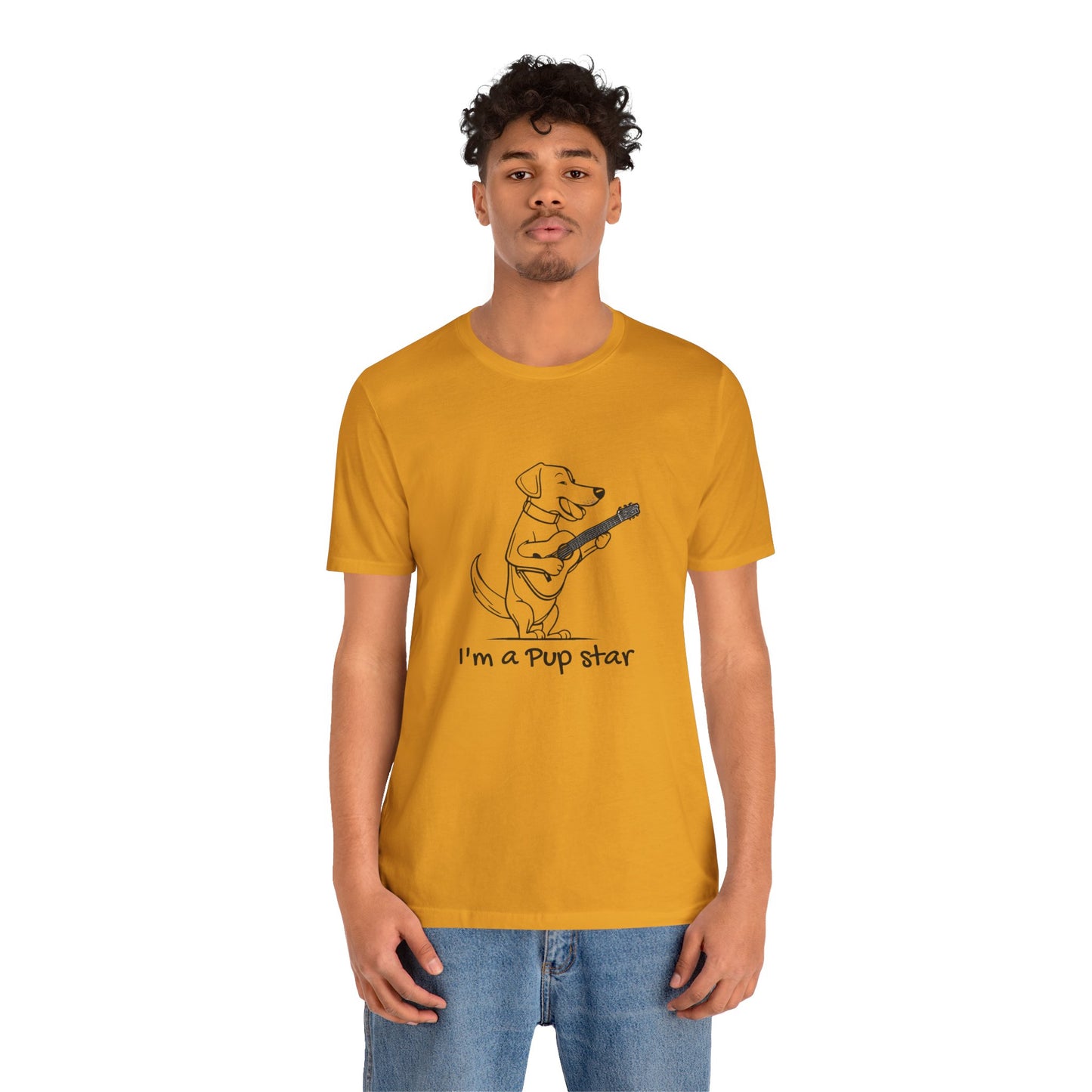 Dog With a Guitar. I'm a Pup Star. Unisex Jersey Short Sleeve Tee