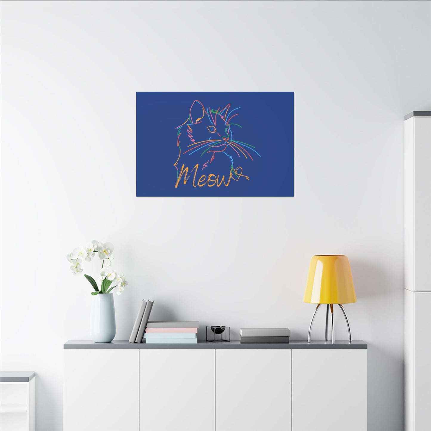 Meow. Cat with Purrty Color Outlines. Canvas Gallery Wraps