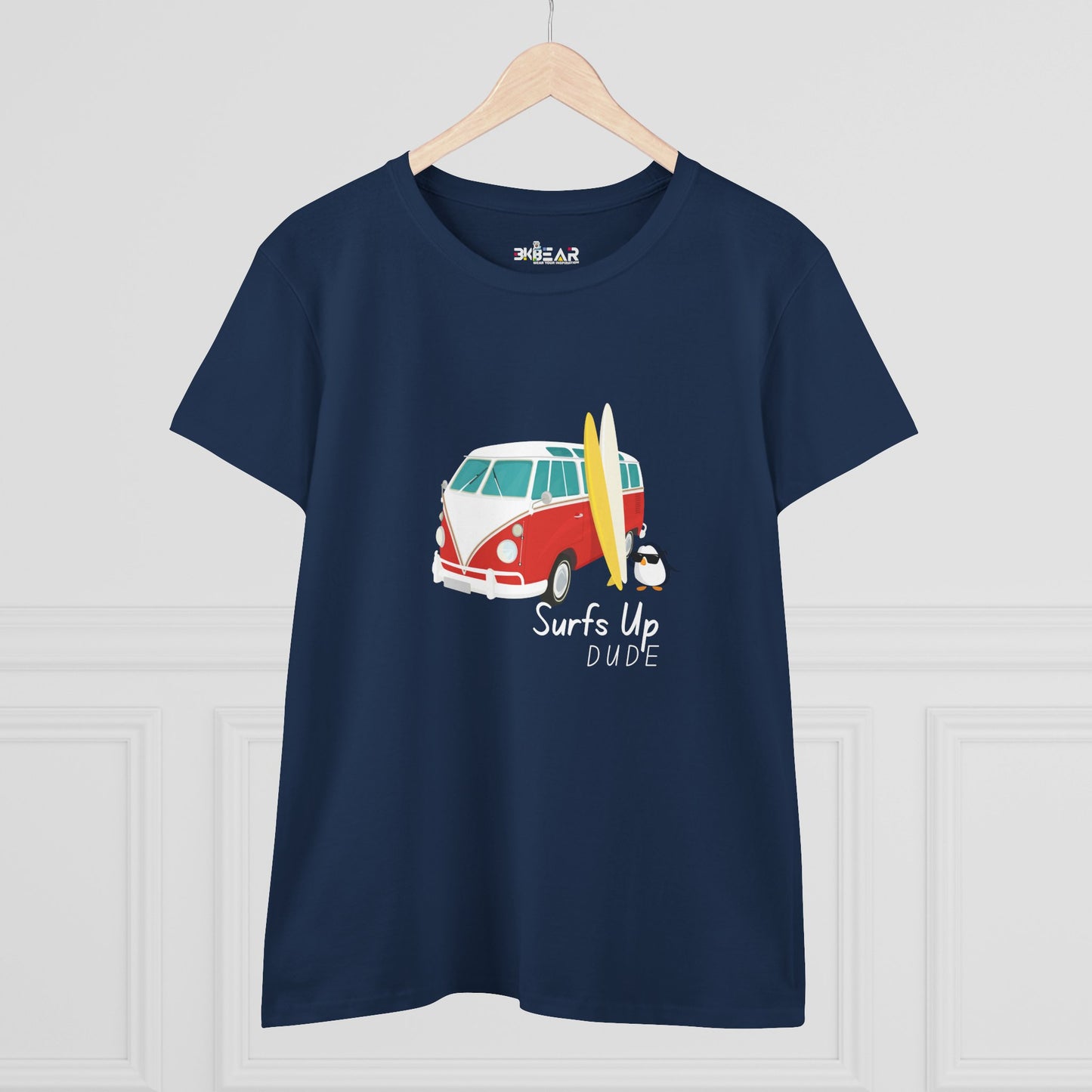 Surfs Up Dude. Women's Midweight Cotton Tee