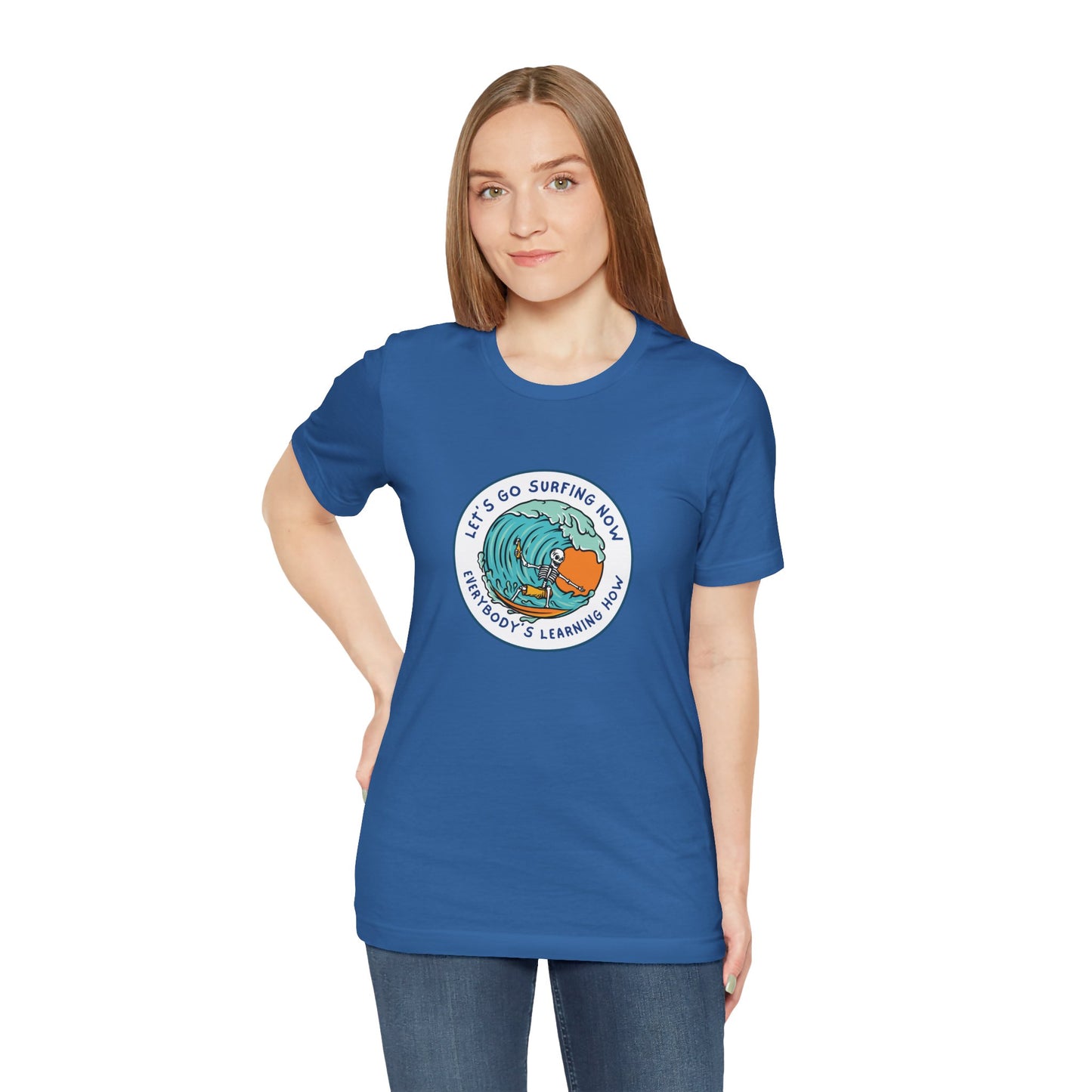 Let's Go Surfing Now. Everybody's Learning How. Unisex Jersey Short Sleeve Tee