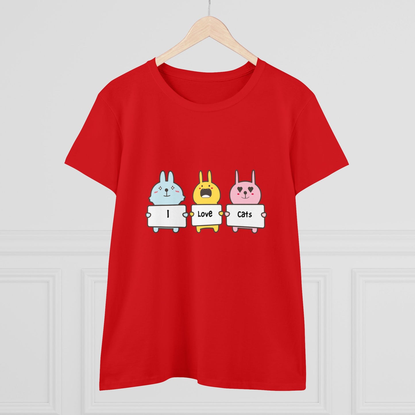 I Love Cats. Women's Midweight Cotton Tee