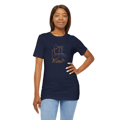 Meow. Cat with purrty color outlines. Unisex Jersey Short Sleeve Tee