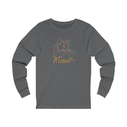 Meow. Cat with purrty color outlines. Unisex Jersey Long Sleeve Tee.