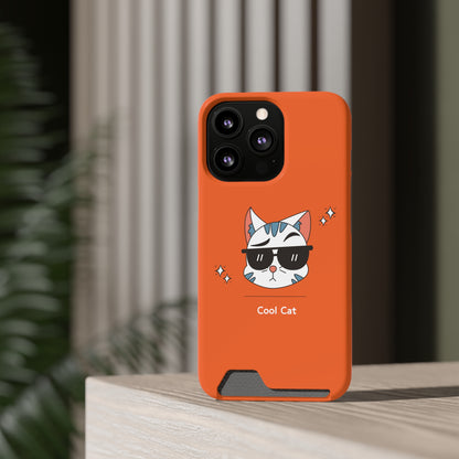 Cool Cat. Phone Case With Card Holder