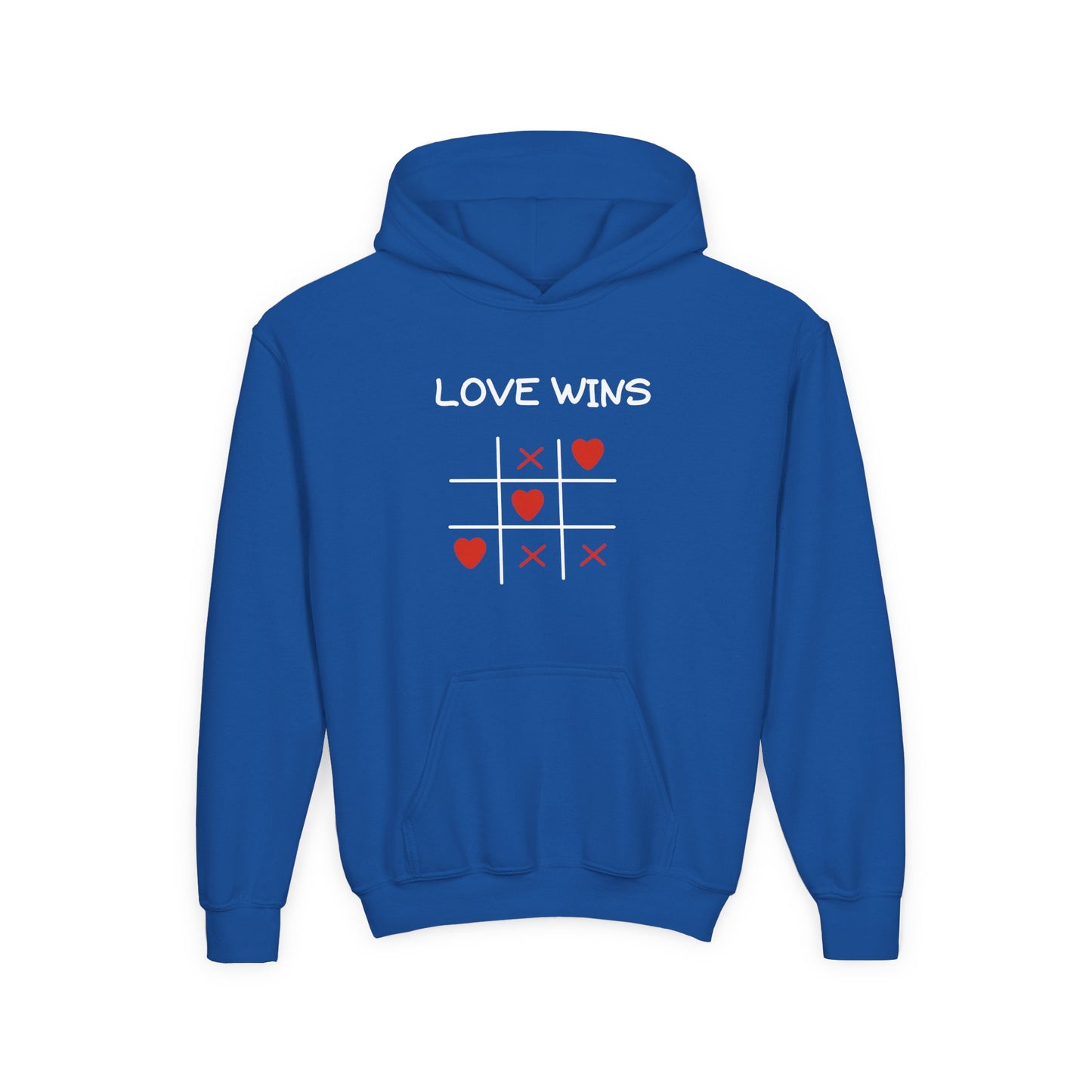 Love Wins Retro Tic Tac Dough Design - Kids Hooded Sweatshirt