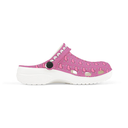 To cute Heart Icon Rubber Clogs for Girls- Pink