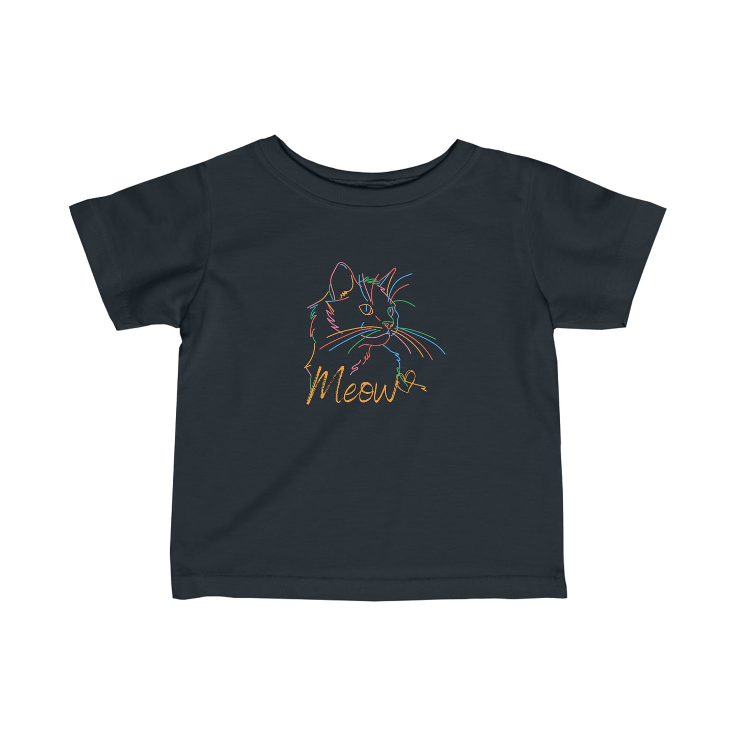 Meow. Cat With Purrty Color Outlines. Infant Fine Jersey Tee