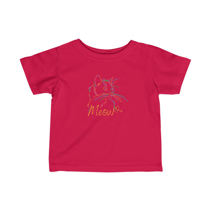 Meow. Cat With Purrty Color Outlines. Infant Fine Jersey Tee