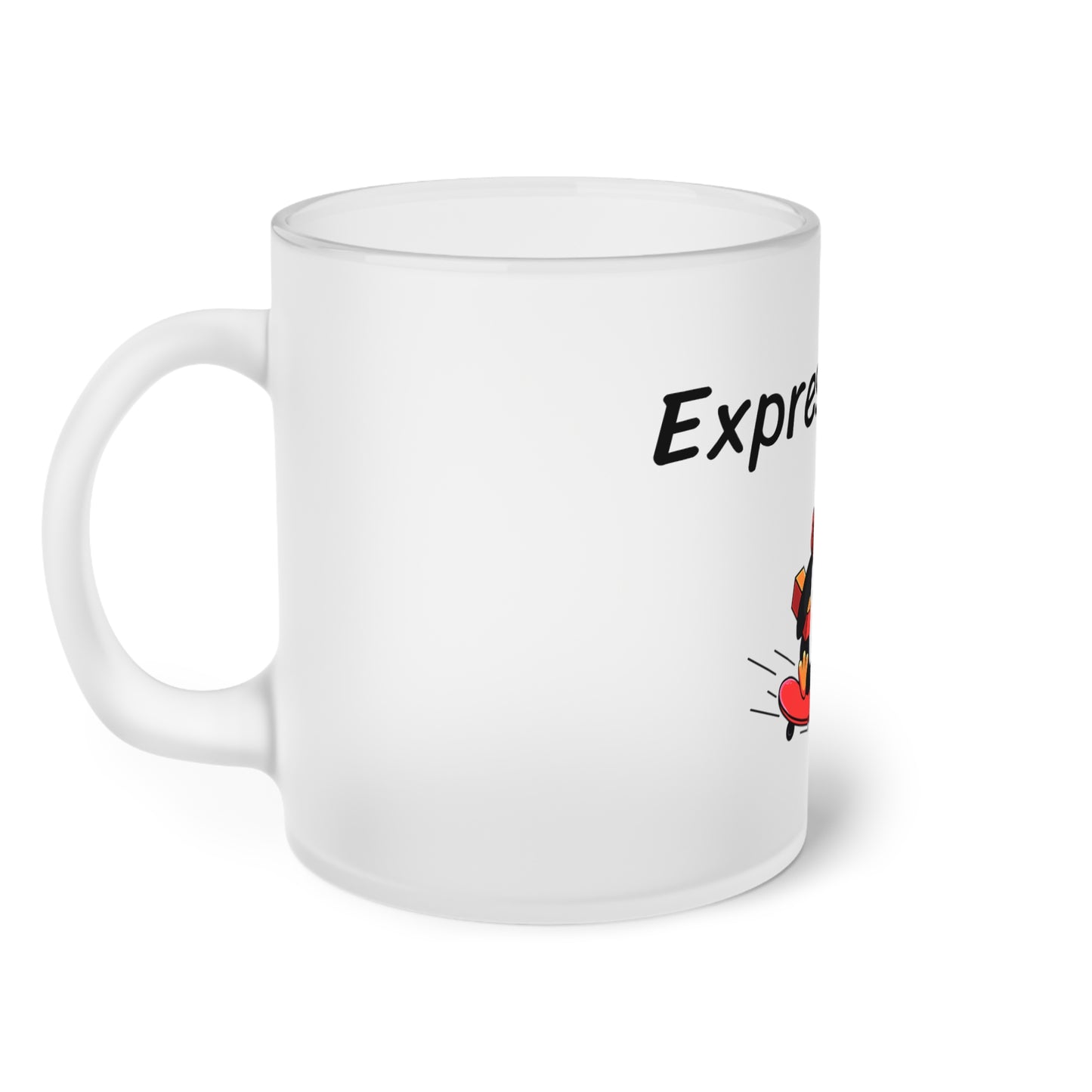 Express Mail Penguin. Frosted Glass Mug