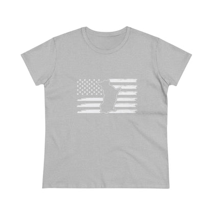 Charlie The American Flag Dog. Women's Midweight Cotton Tee