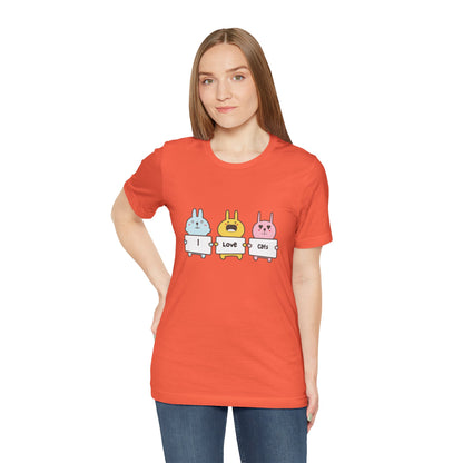 I Love Cats. Women's Unisex Jersey Short Sleeve Tee