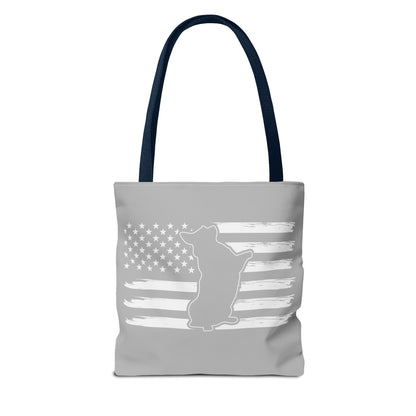 Charlie The American Flag Dog. Gray Tote Bag